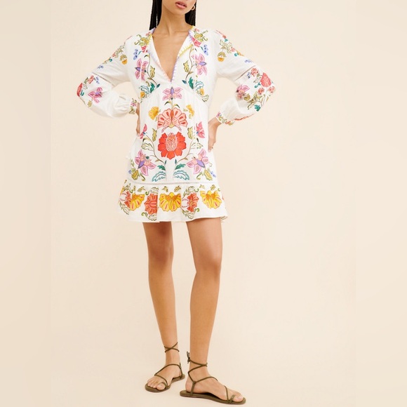 Farm Rio Floral Insects Mini Dress Size L - Picture 3 of 12